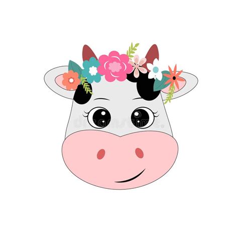 Cute Cow Face Vector Illustration Stock Vector Illustration Of
