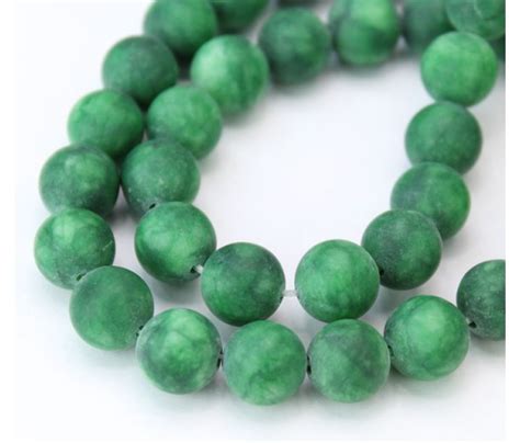 Dark Green Matte Jade Beads 10mm Round Golden Age Beads