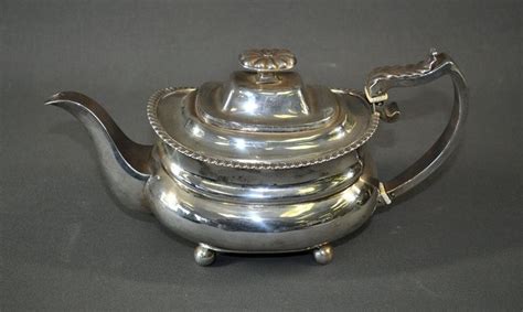 Georgian Sterling Silver Teapot With Ivory Handle Tea And Coffee Pots