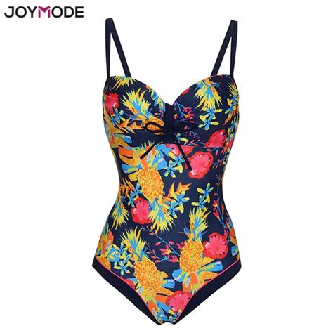 joymode one piece women swimsuits 2017 pineapple printed swimwear swimsuits push up straps
