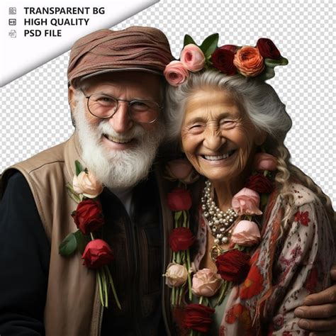 Premium Psd Romantic Old German Couple Valentines Day With Flowers Bo