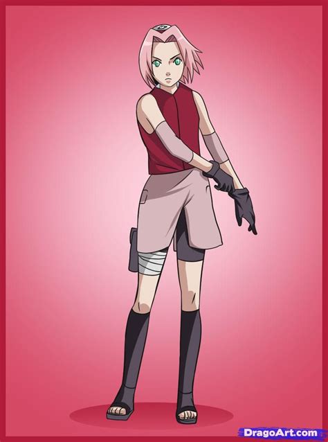 How To Draw Sakura Shippuden Step By Step Naruto Characters Anime