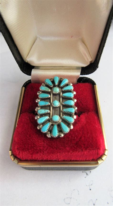 Navajo Petit Point Turquoise Sterling Silver Zuni Indian Etsy Petit