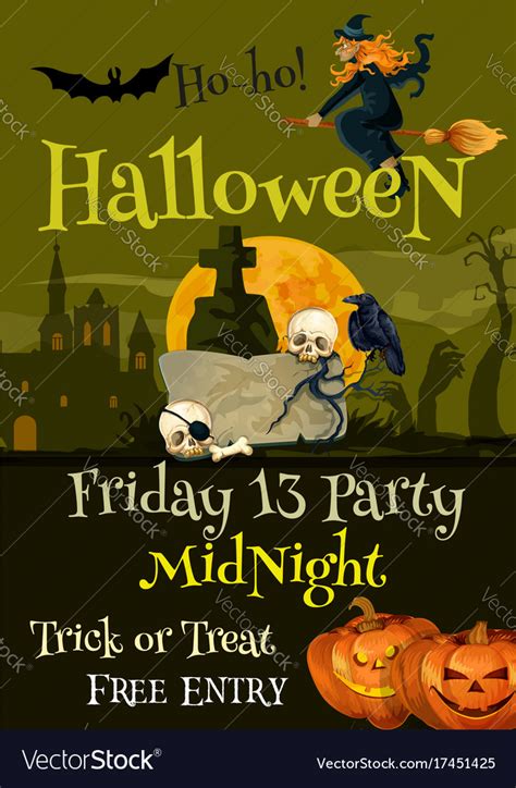 Halloween Trick Or Treat Party Poster Royalty Free Vector