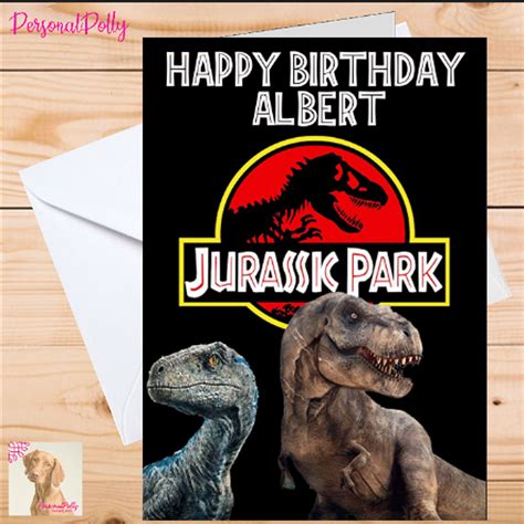 Personalised Jurassic Park Card Birthday Unofficial T Rex Etsy
