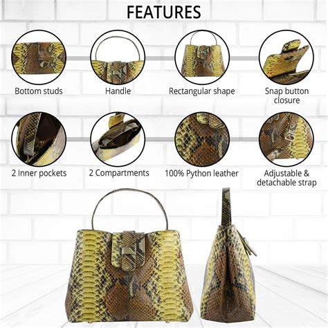 Buy The Pelle Collection Yellow And Brown Genuine Python Leather Tote