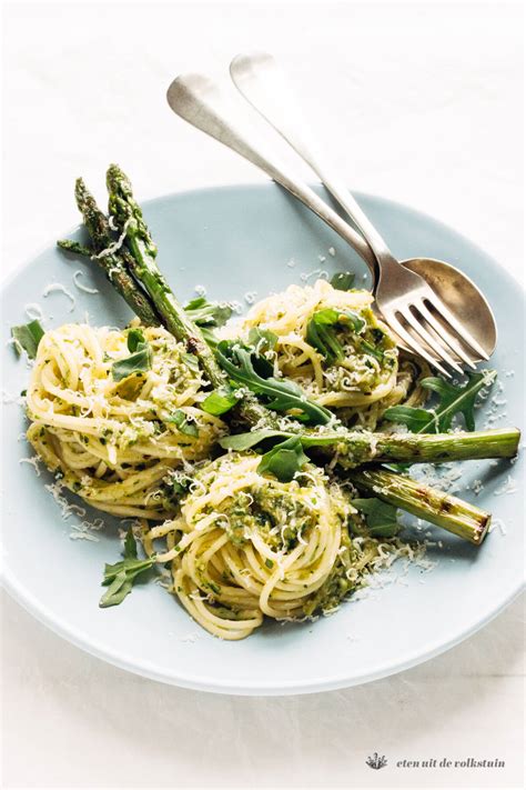 Pasta Met Gegrilde Asperges En Rucola Eten Uit De Volkstuin