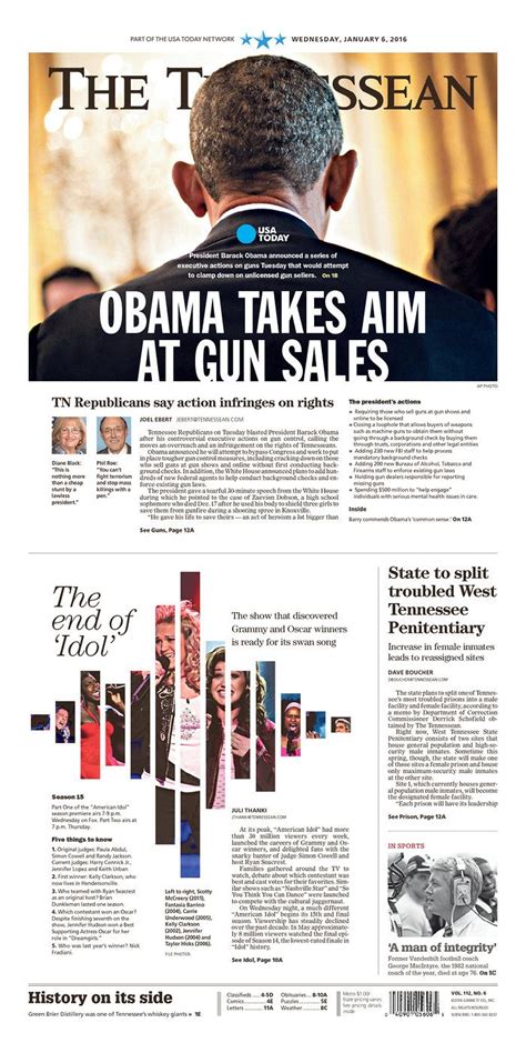 The Tennessean Todays Front Pages Newseum Newspaper Design