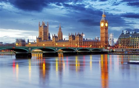 United Kingdom Rivers Bridges Houses Sky London Big Ben Cities