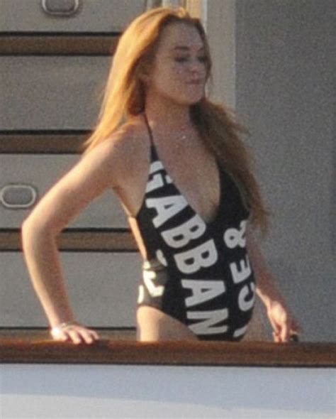 Lindsay Lohan In Swimsuit At A Yacht In Sardinia 07302016 Hawtcelebs