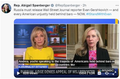Video On MSNBC Rep Abigail Spanberger D VA07 Calls Putins Arrest