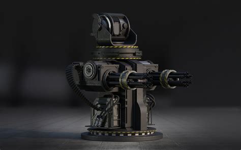 3d Model Automatic Turret Vr Ar Low Poly Cgtrader