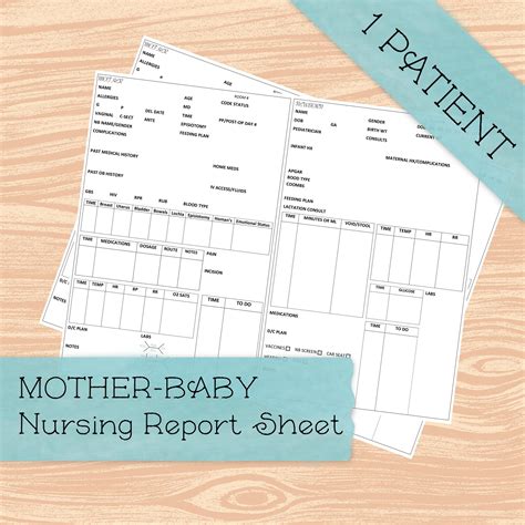 Maternity Mother Baby Nursing Report Sheet Template Etsy Canada