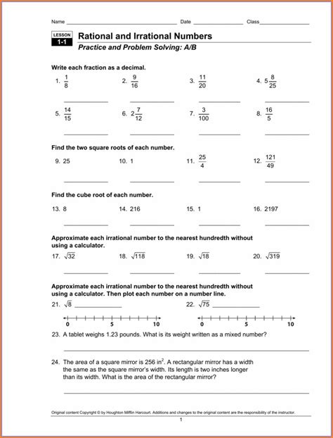 Ordering And Comparing Rational Numbers Worksheet