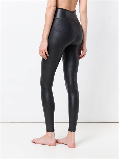 Lyst Spanx Shiny Slim Fit Leggings In Black