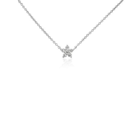 Mini Star Diamond Pendant In 14k White Gold 110 Ct Tw Blue Nile