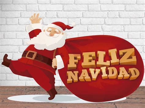 Una ilustración que recuerda a una tarjeta navideña, con un toque minimalista y elegante. Photocall Navidad Papá Noel Feliz Navidad - Tienda de ...