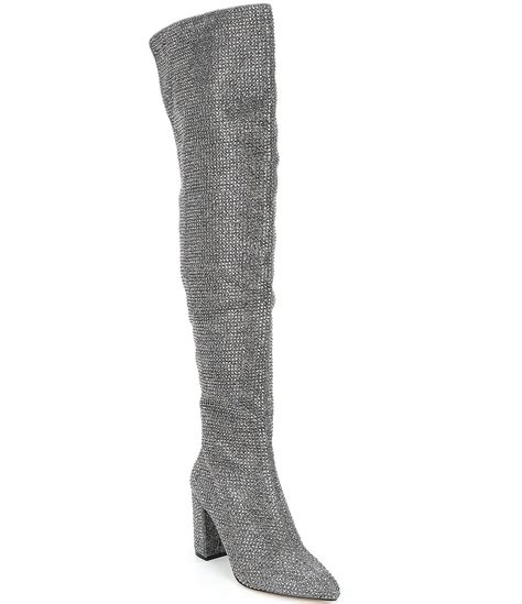 Carvela Shine Over The Knee Rhinestone Embellished Block Heel Boots
