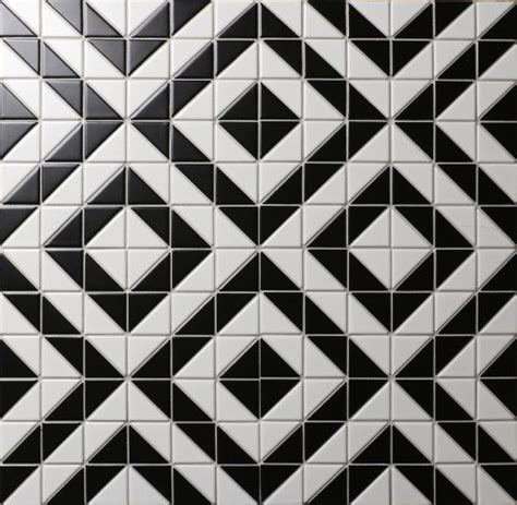 2 Matte Black White Porcelain Triangle Tile Flooring For Sale Usa