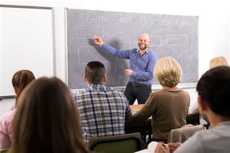 Professor Teaching People At Courses Stock Image Image Of Happiness
