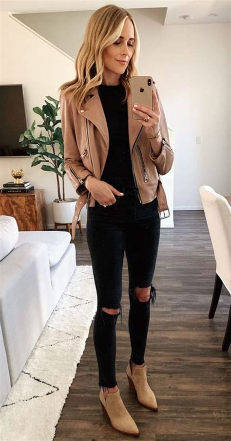 Brown Ankle Boots With Jeans And Brown Leather Jacket Shoppping For A