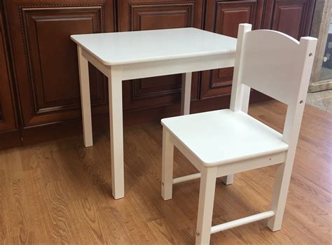 Wooden Kids Table And 2 Chairs Set Solid Hard Wood Sturdy Child Table