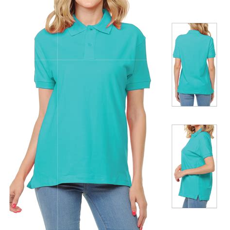 Basico Turquoise Polo Collared Shirts For Women 100 Cotton Short