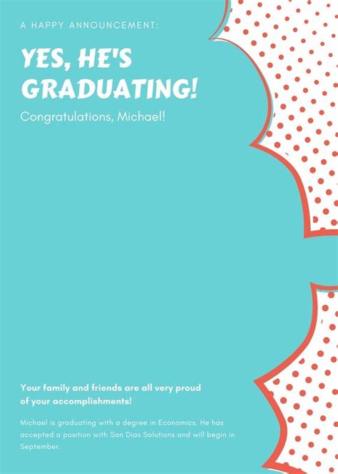 Free Custom Printable Graduation Announcement Templates Canva