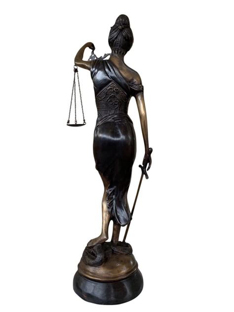 Bronze Lady Justice Statue Scales Legal Justitia Themis 20th Century