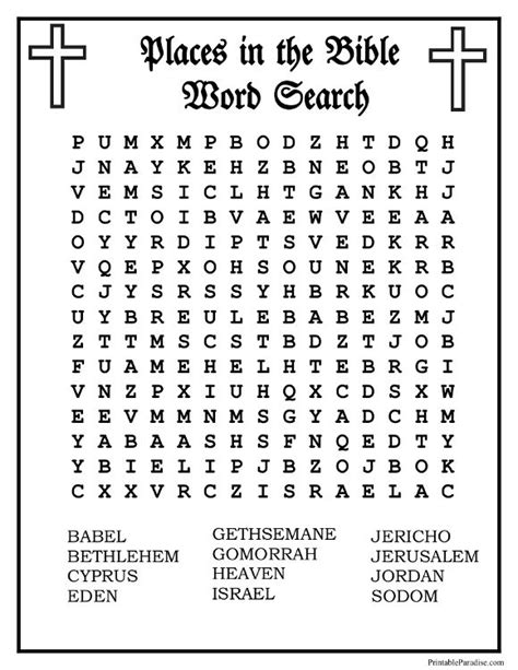 Printable Places In The Bible Word Search Kids Word Search Word Search