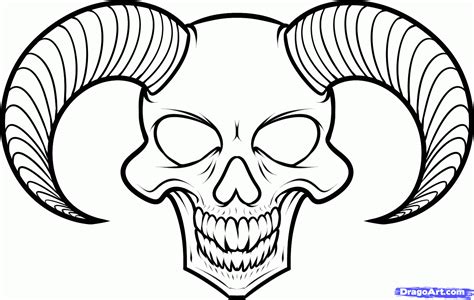 Scary Skull Drawing Easy Clip Art Library