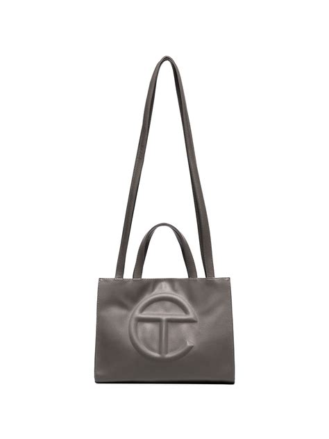 Telfar Medium Leather Shopping Bag In Grey Modesens