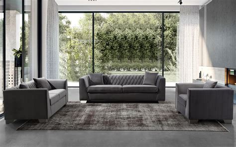 30+ lush green velvet sofas in cozy living rooms. Cambridge Dark Grey Velvet Living Room Set from Armen Living | Coleman Furniture