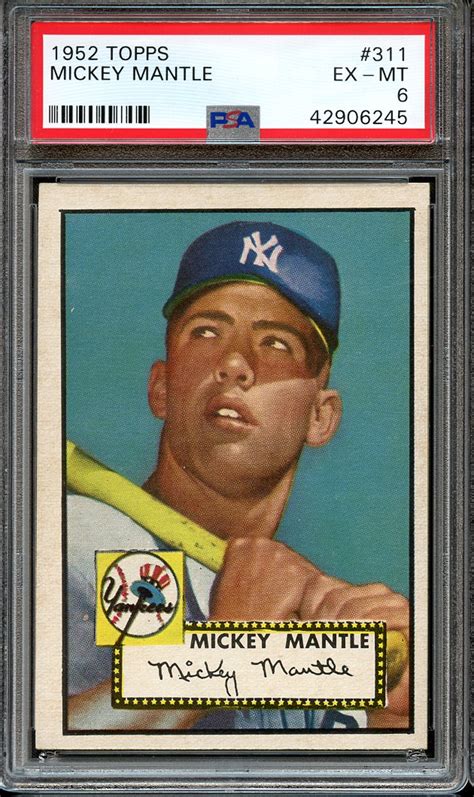 lot detail 1952 topps 311 mickey mantle psa ex mt 6