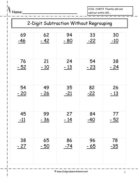 Subtraction With Regrouping Worksheets 2nd Grade