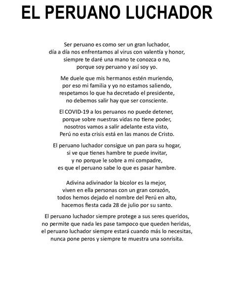 Buenas Me Podrían Ayudar Creando Un Poema Para El Perú Por Favor