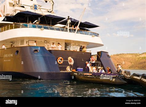 Excusion Zodiacs embark/disembark from a convenient platform on the