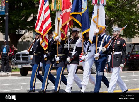 Us Joint Service Color Guard In Memorial Day Parade Washington Dc