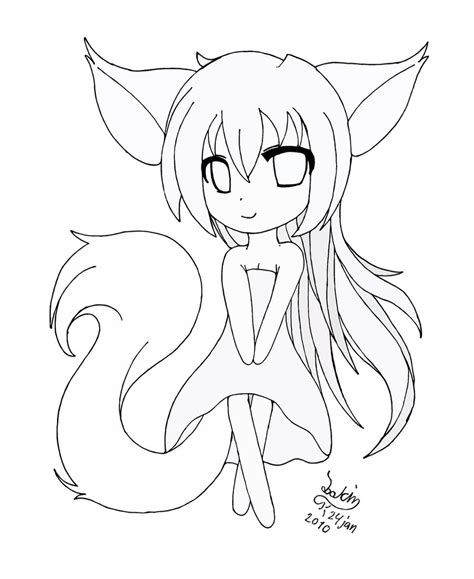 Chibi Fox Girl Lineart By Joakaha On Deviantart