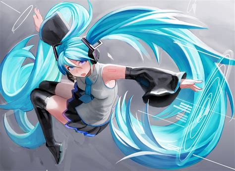 Wallpaper Illustration Anime Blue Vocaloid Hatsune Miku