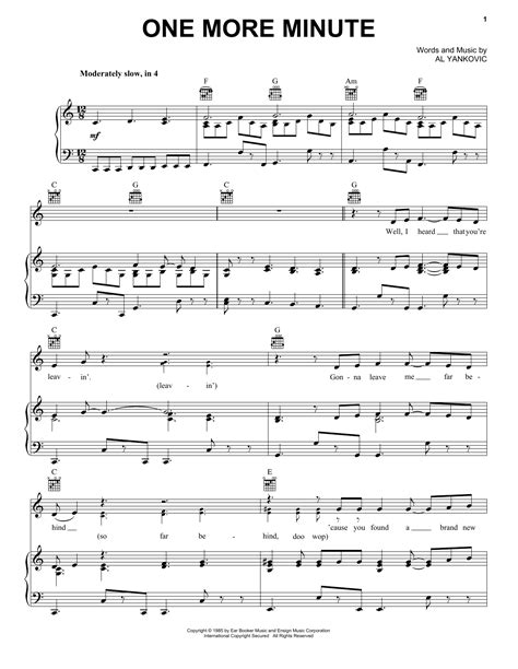 One More Minute Sheet Music Weird Al Yankovic Piano Vocal