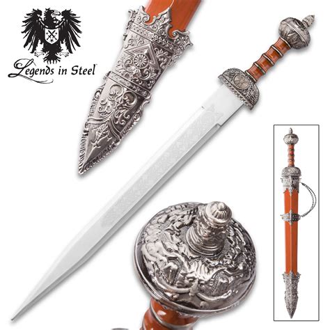 High Detail Roman Gladius Sword W Engraved Blade True Swords