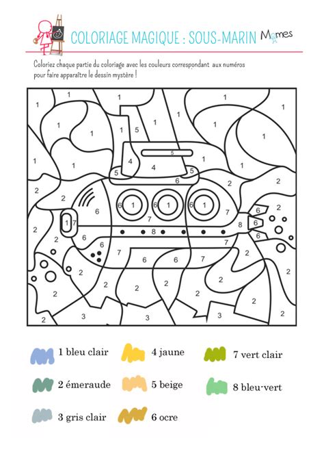 Coloriage magique  le sousmarin  Momes.net