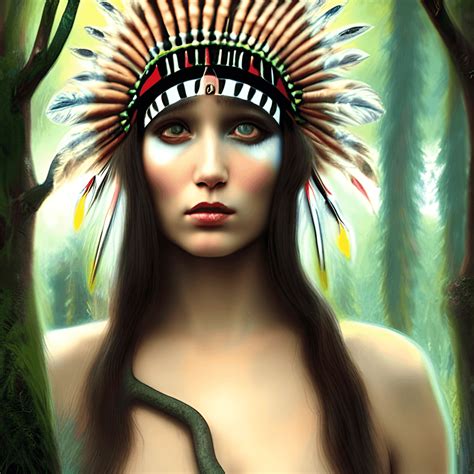 Tombagshawlike Native American Girl In Jungle · Creative Fabrica