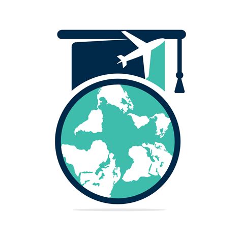 Study Abroad Vector Logo Design Graduation Cap And Globe Icon