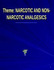 Analgesics ppt Тhеme NARCOTIC AND NONNARCOTIC ANALGESICS 1