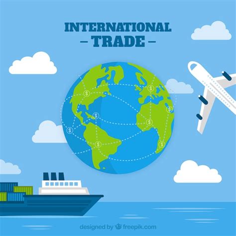 Modern International Trade Concept With Flat Design Free Vector