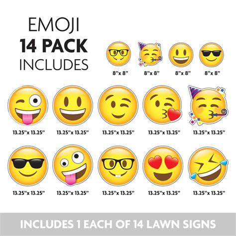 Emoji Sign Set Photo Booth Props 14 Yard Signs Party Etsy