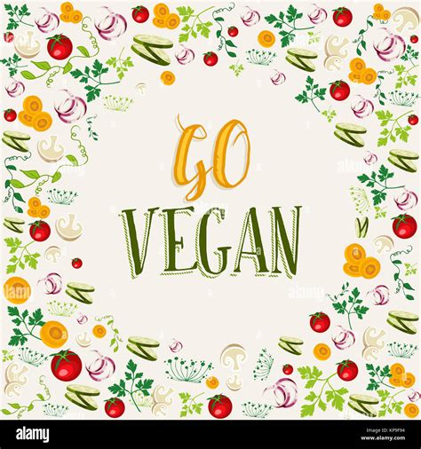 Fondo Vegetal Crudo Con Go Vegan Texto Fotografía De Stock Alamy