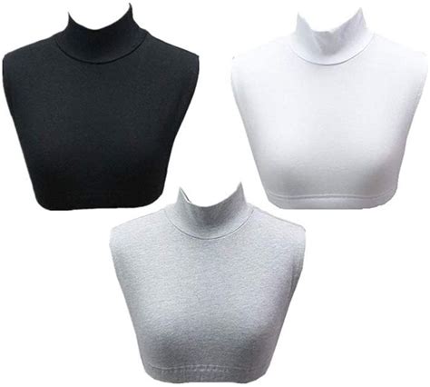 teemall women s mock turtleneck fake collar cotton winter dickey wrap 3pc white black gray